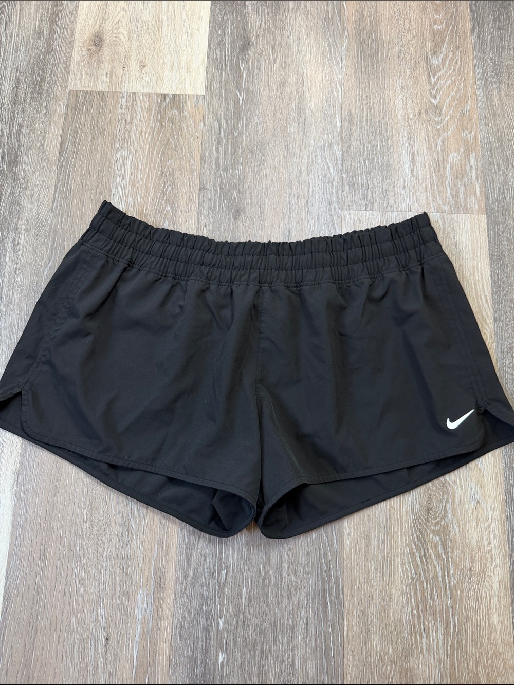 Nike Black Women's Athletic Shorts with White Swoosh